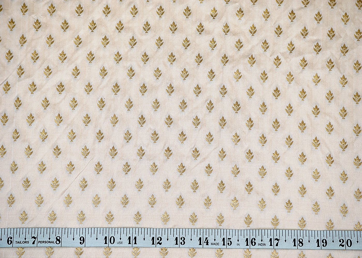 (Pre-Cut 1 Mtr) Opulence Upada Silk with All-Over Golden Buti