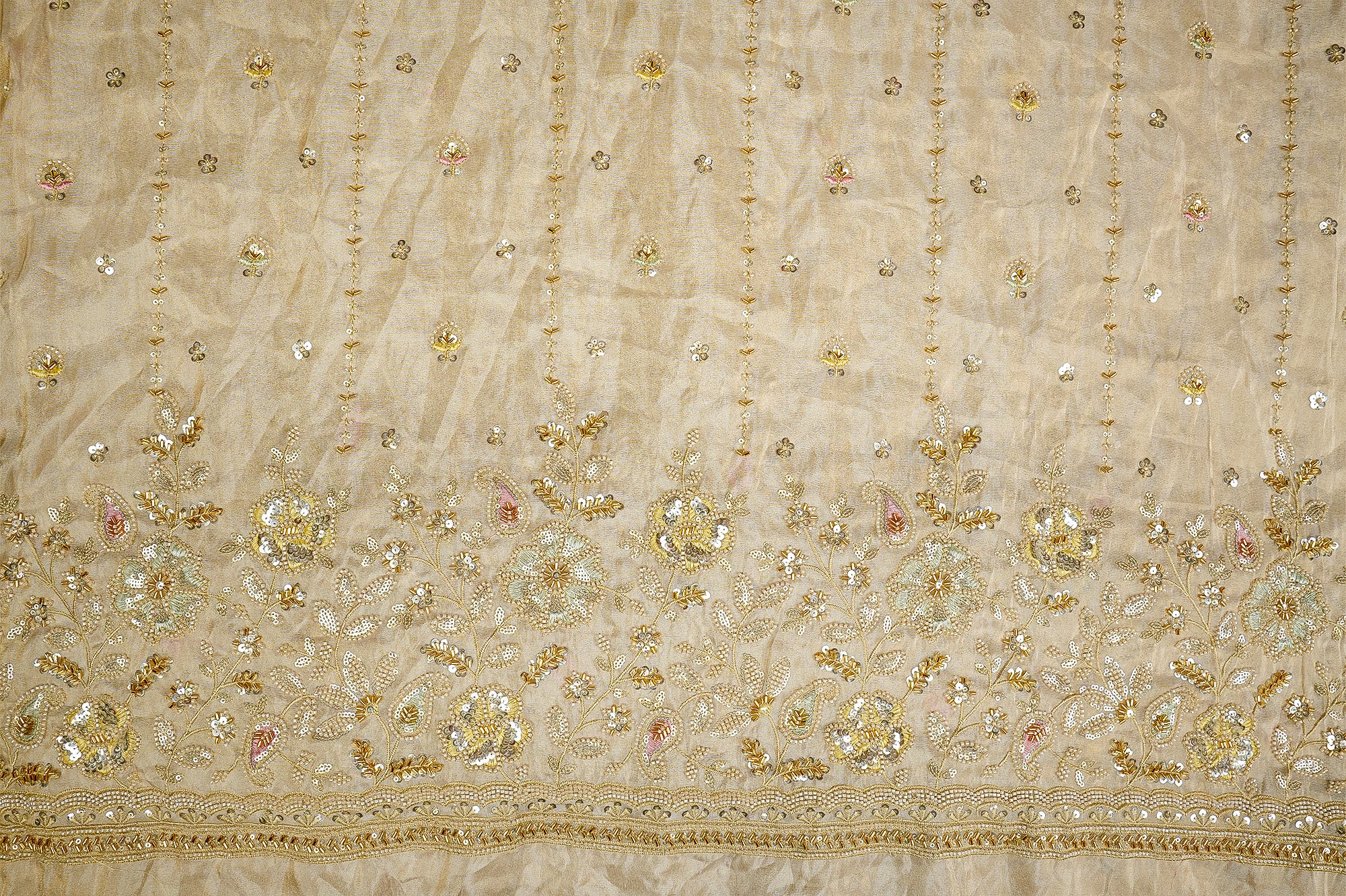 Multi color thread seq pearl baed zari kutdana