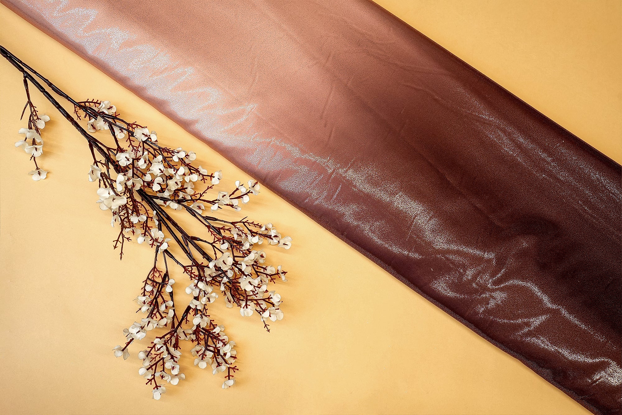 Wine-Peach Ombre Radiance Armani Satin with Shimmer- Paras Gallery Fabrics
