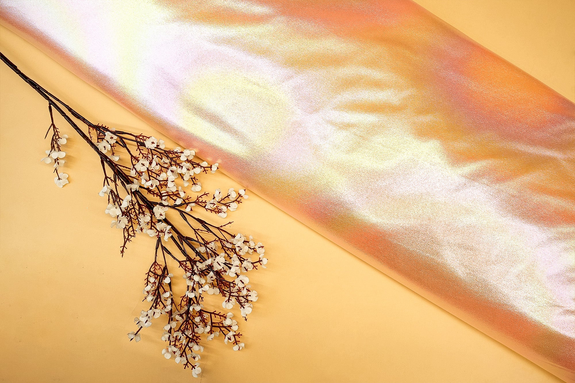 Peach Rainbow Radiance Metallic Foil with Shimmer- Paras Gallery Fabrics
