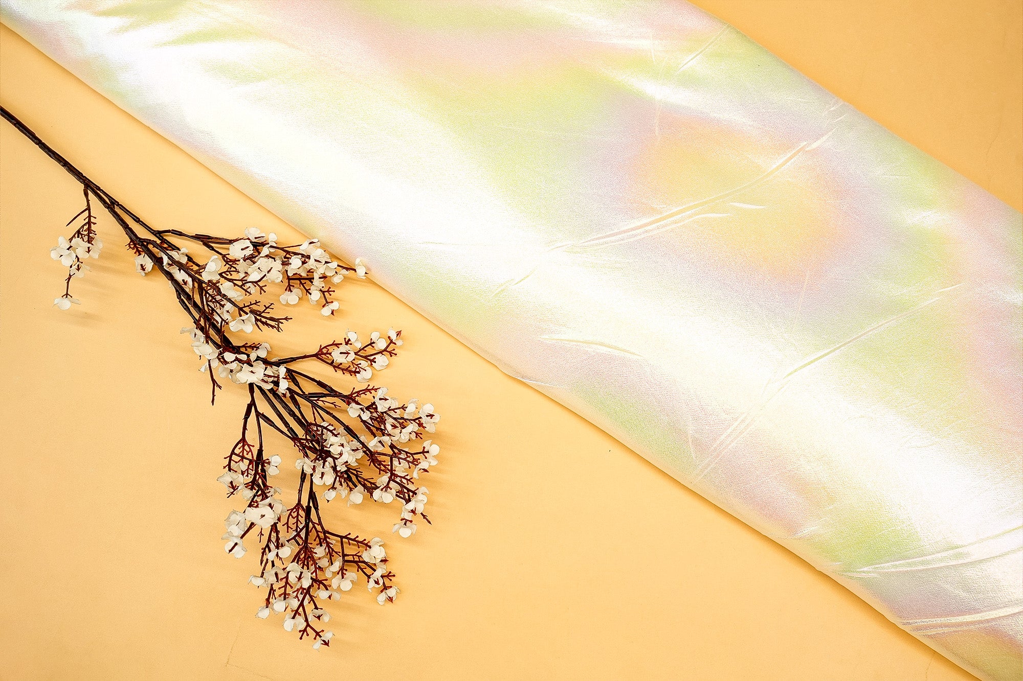 Cream Rainbow Radiance Metallic Foil with Shimmer- Paras Gallery Fabrics
