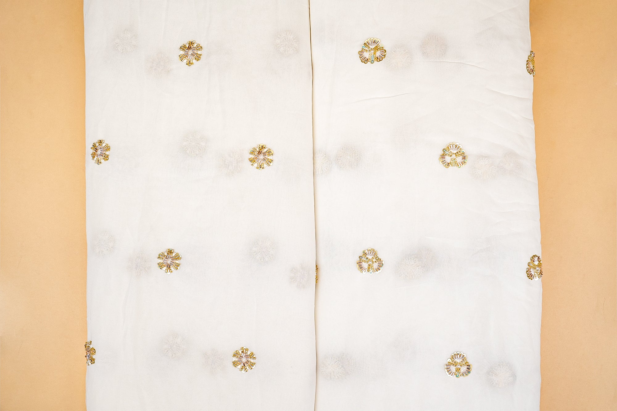 Radiant Grace Georgette Fabric with Sequins, Kutdana, Bead, and Pearl Work