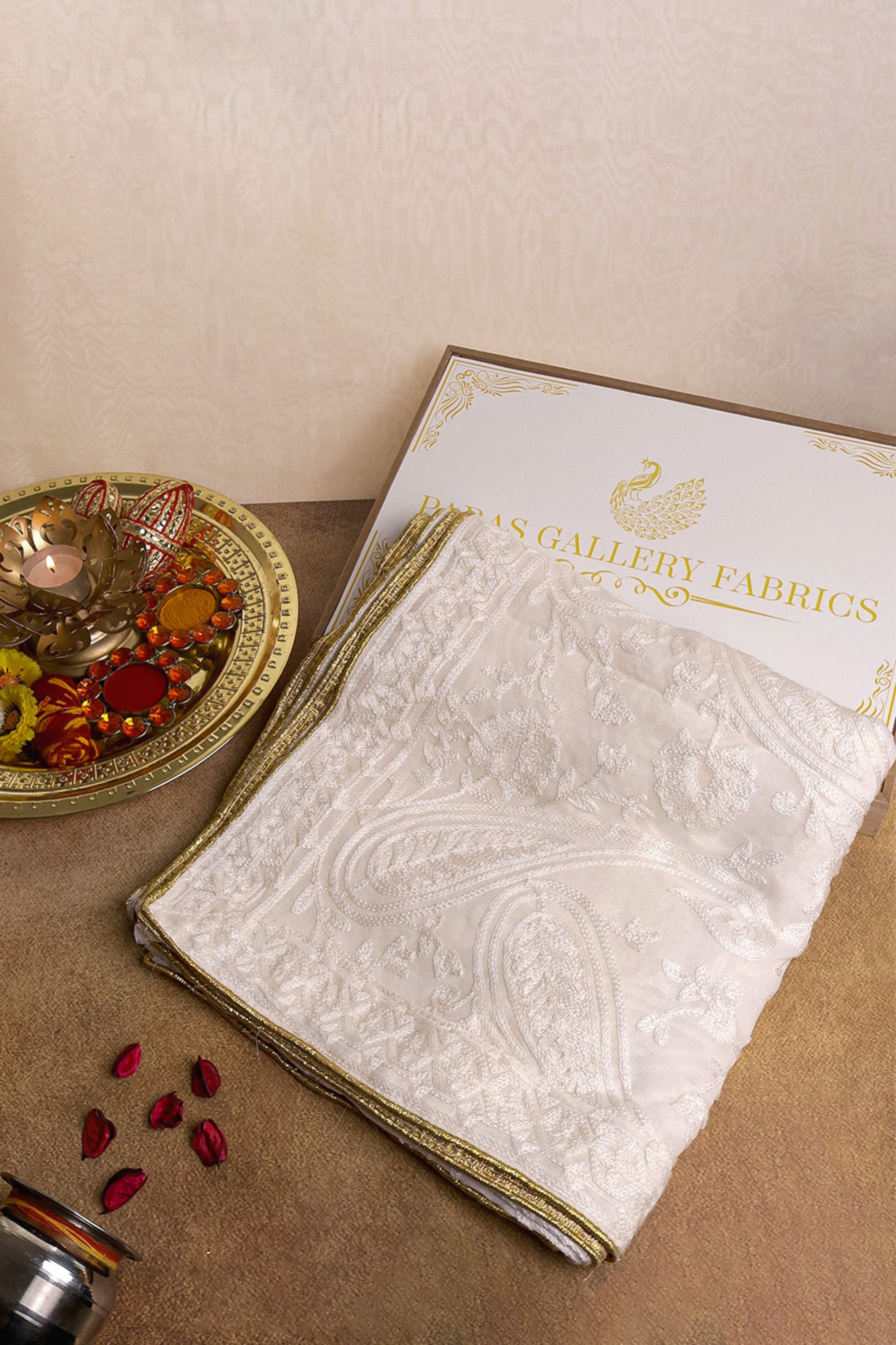 White Dyeable Georgette Dupatta With All Over Thread Work 11710