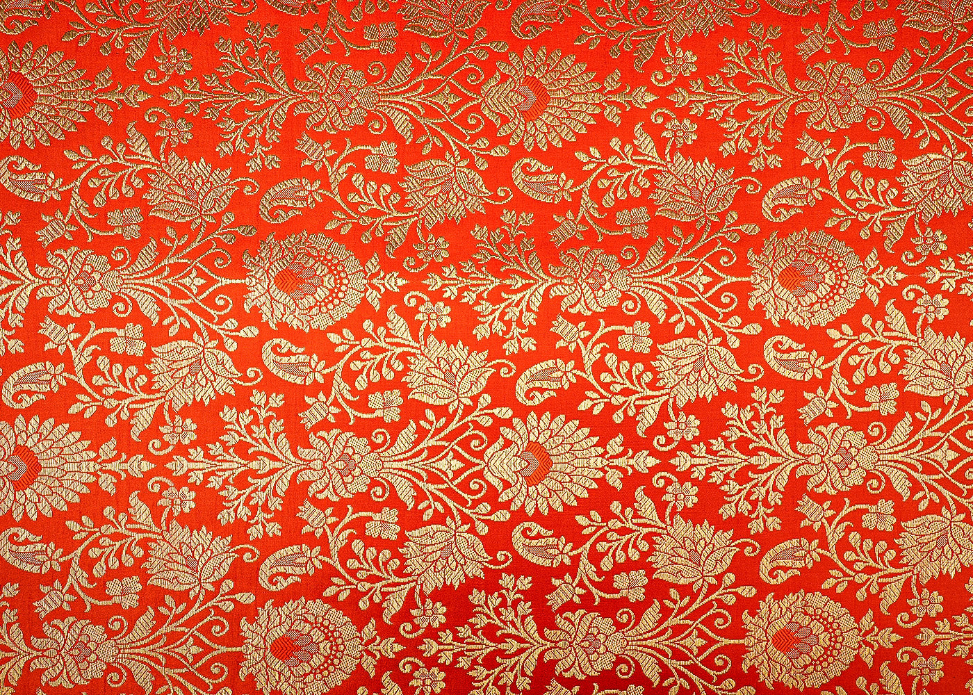 Beautiful Orange Banarasi Brocade with Traditional Golden Handloom