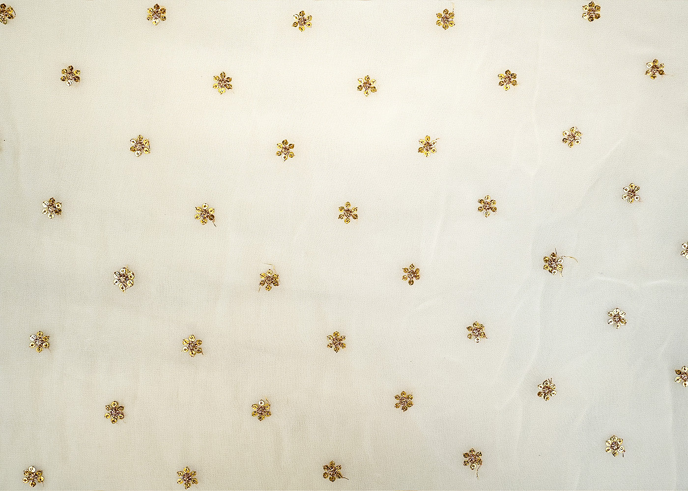 Allure Georgette Fabric with All-Over Buti of Golden Thread and Sequins