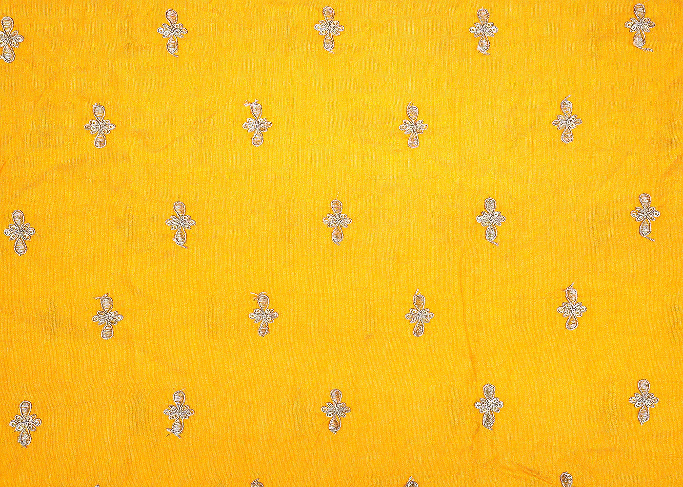 Yellow Radiance Dola Silk Fabric with All-Over Buti of Zari and Sequins