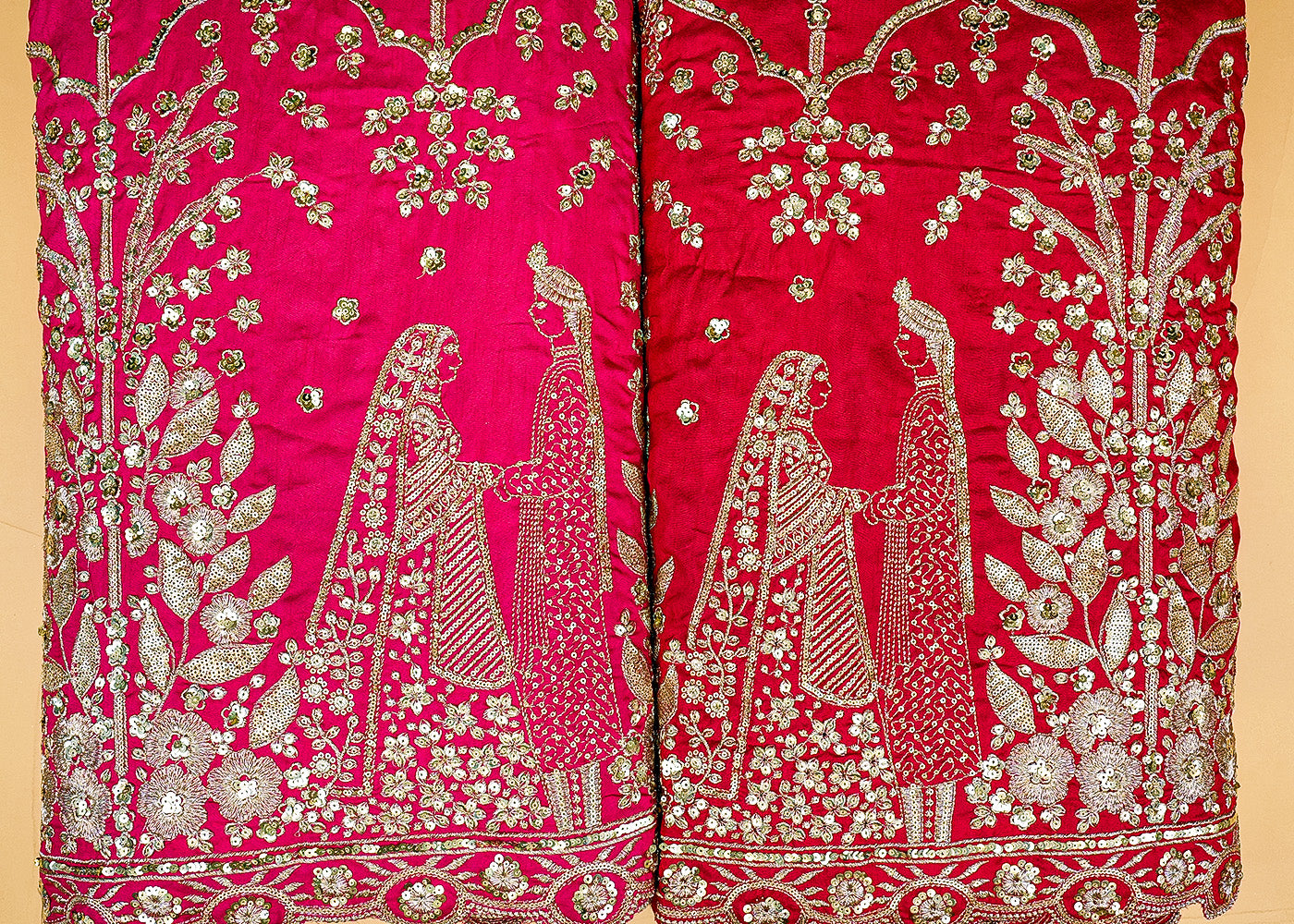 Magenta Elegance Organza Dupatta with All-Over Buti of Zari and Sequins, and Both-Side Border