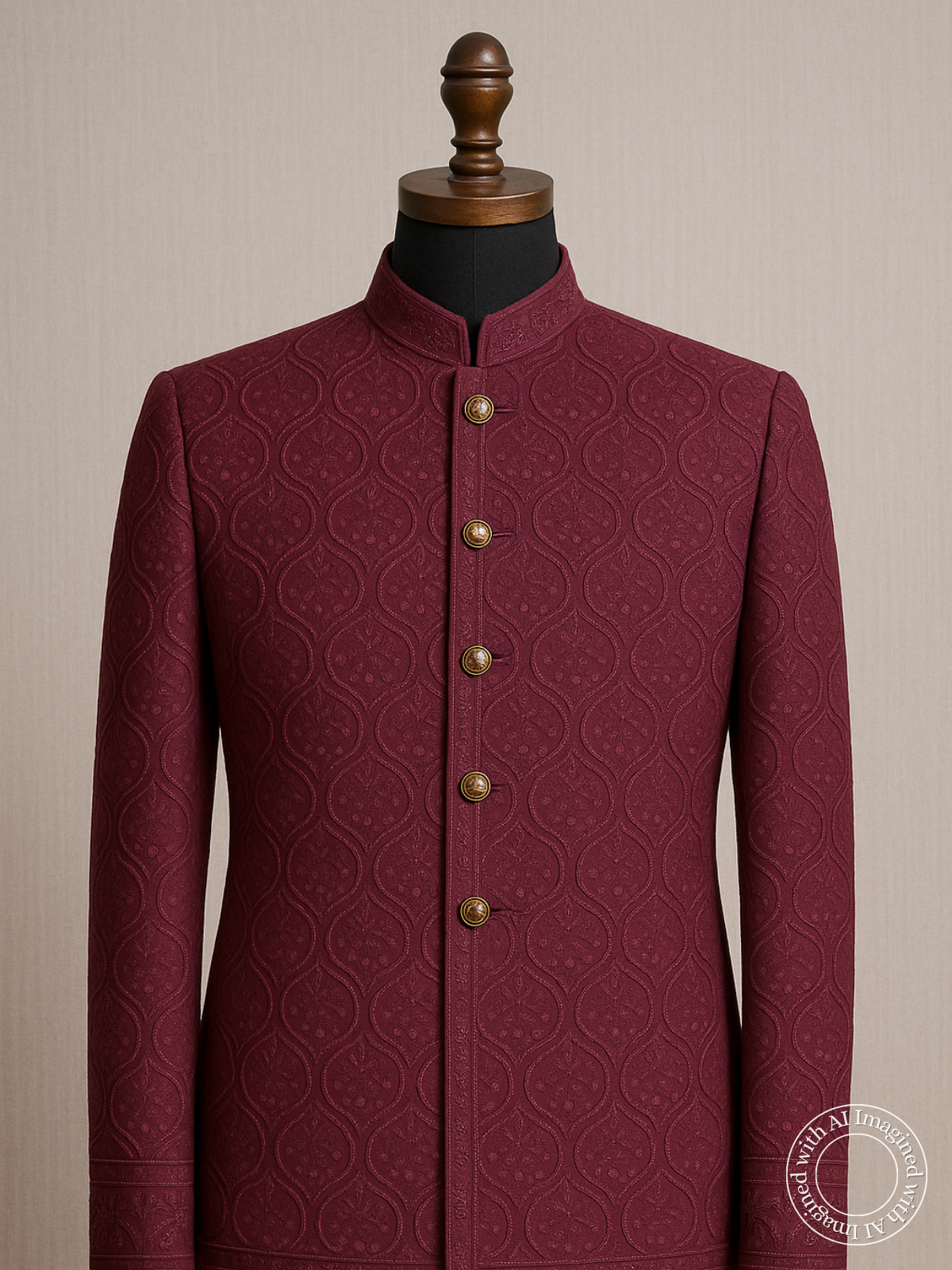 The Riwaayat – Unstitched Wine Jodhpuri Jacket Fabric for Men 12104