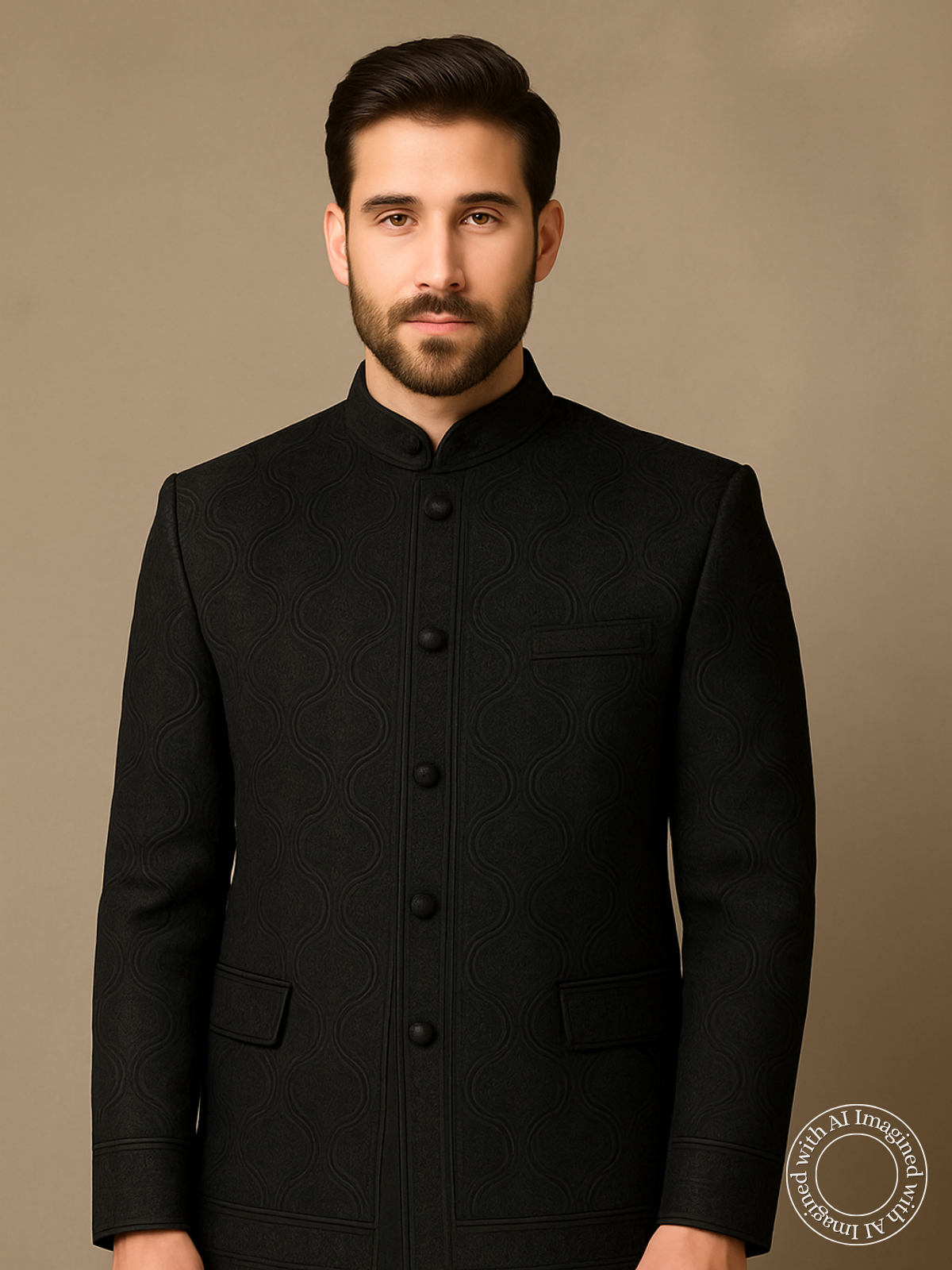 The Riwaayat – Unstitched Black Jodhpuri Jacket Fabric for Men 12105