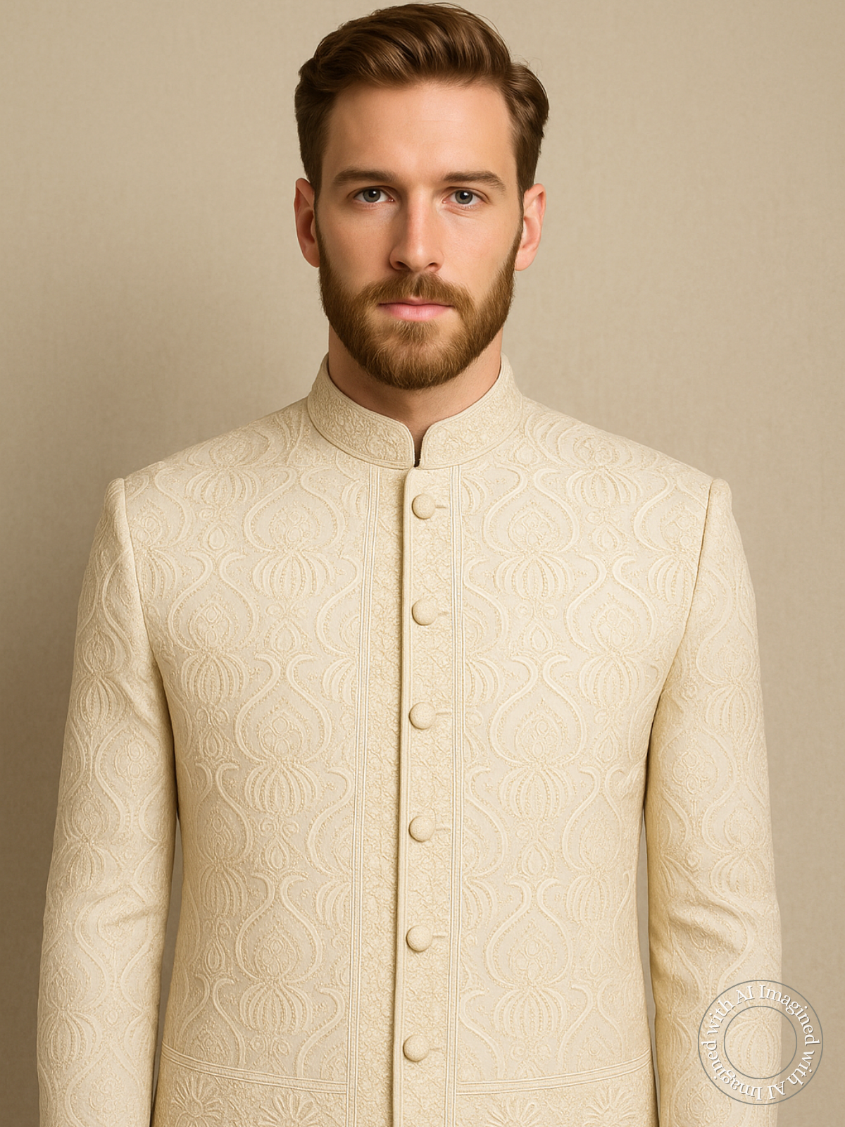 The Riwaayat – Unstitched White Jodhpuri Jacket Fabric for Men 12106