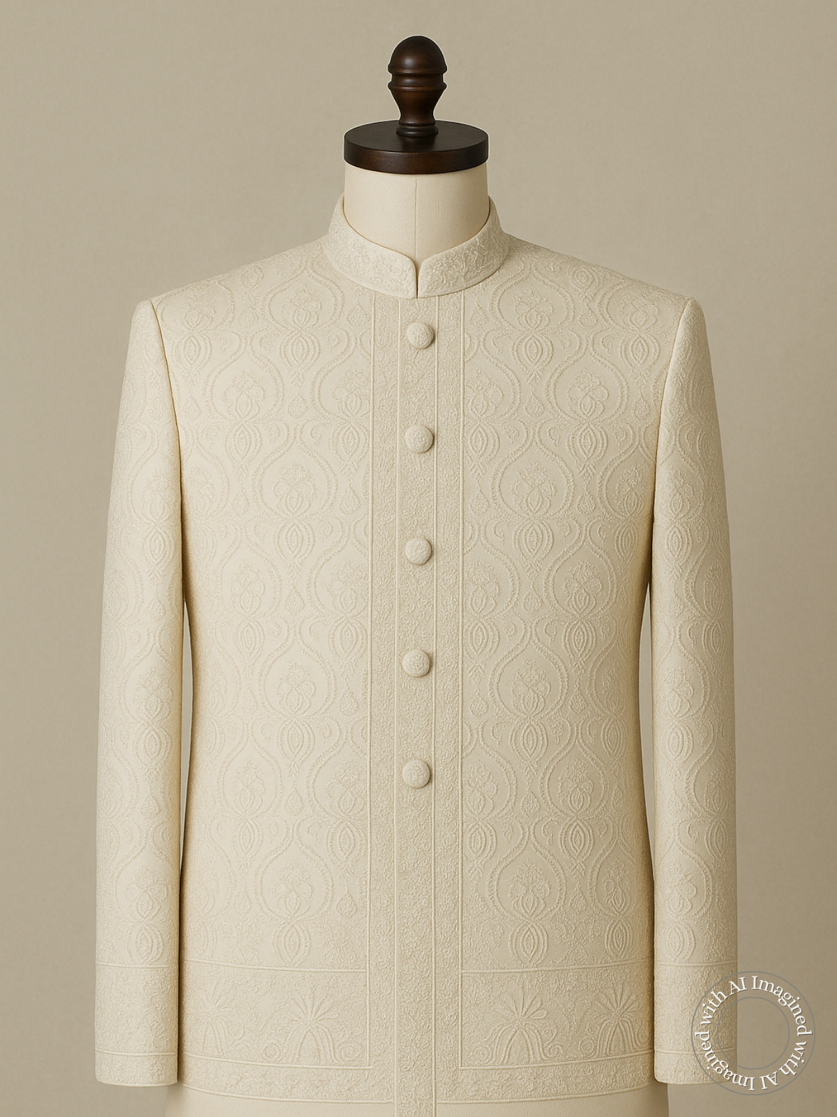 The Riwaayat – Unstitched White Jodhpuri Jacket Fabric for Men 12106
