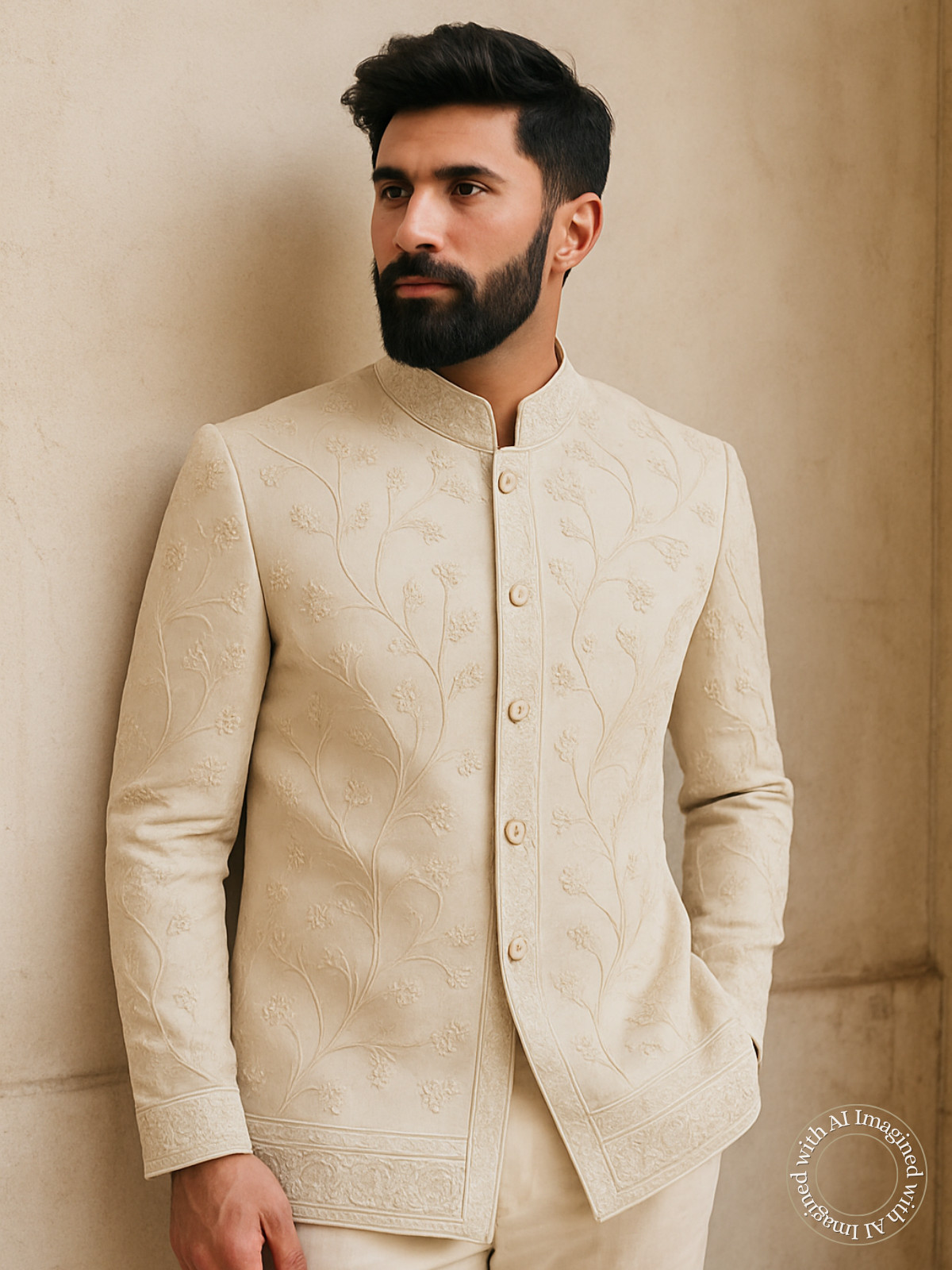 The Riwaayat – Unstitched White Jodhpuri Jacket Fabric for Men 12109