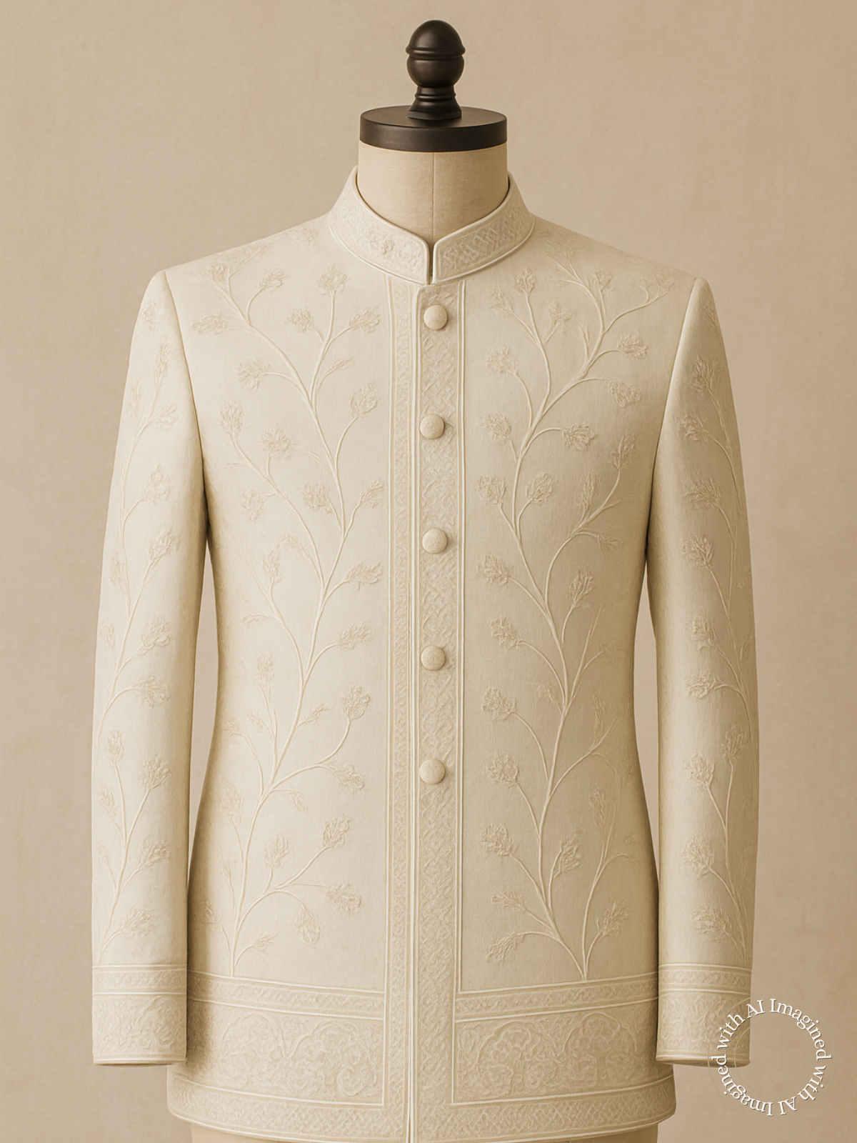 The Riwaayat – Unstitched White Jodhpuri Jacket Fabric for Men 12109