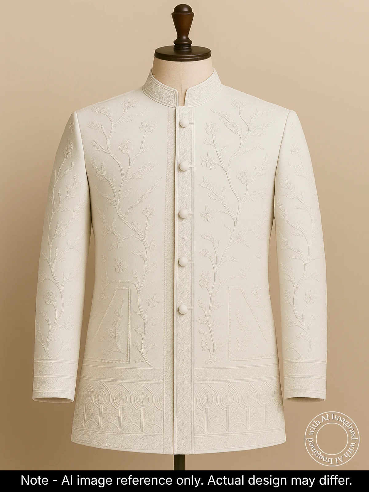 The Riwaayat – Unstitched White Jodhpuri Jacket Fabric for Men 12112