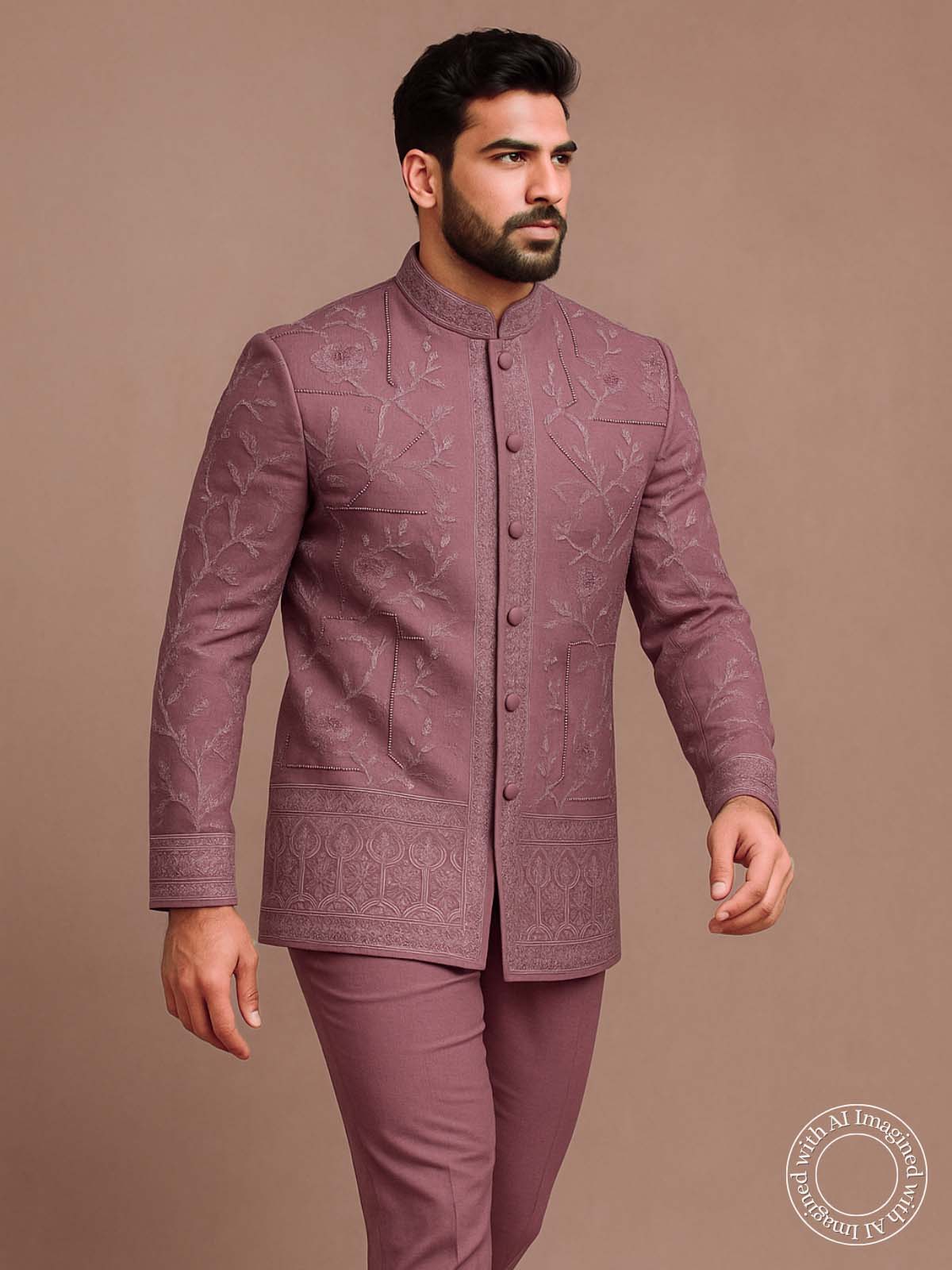 The Riwaayat – Unstitched Onion Pink Jodhpuri Jacket Fabric for Men 12113