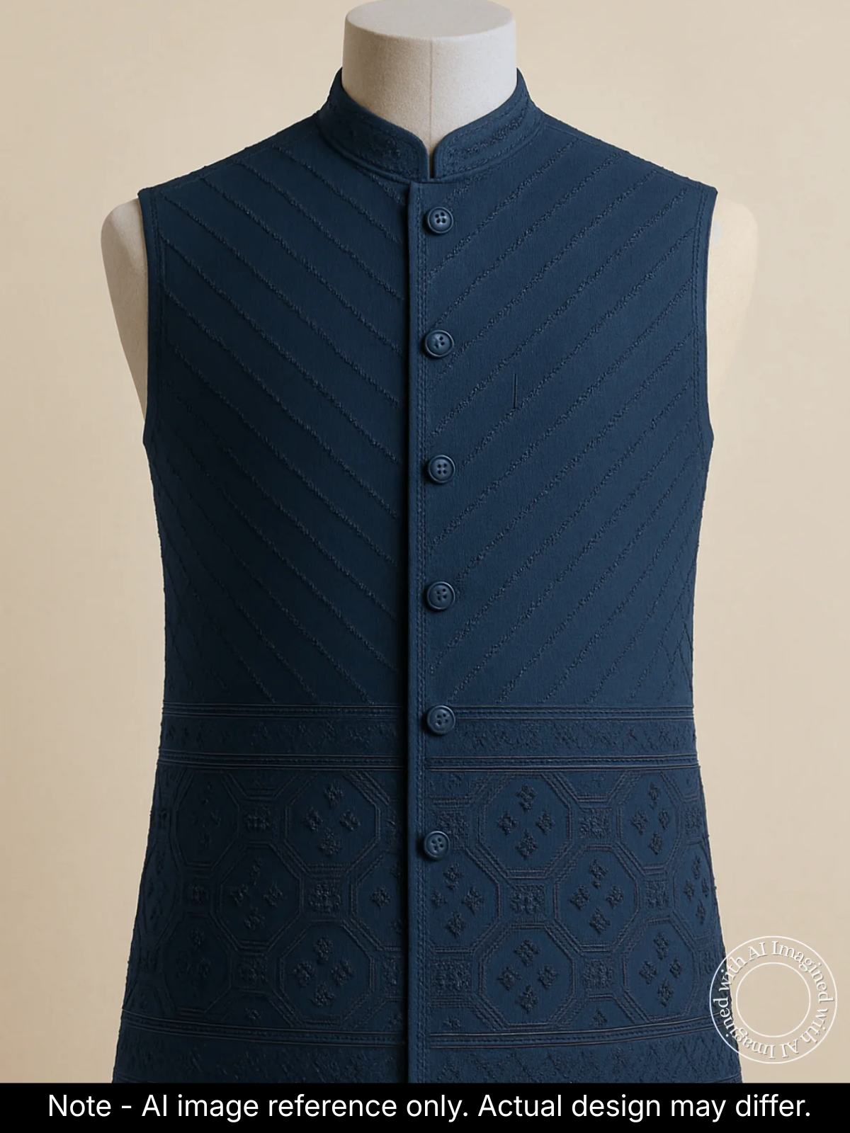 The Riwaayat – Unstitched Navy Blue Nehru Jacket Fabric for Men 12115