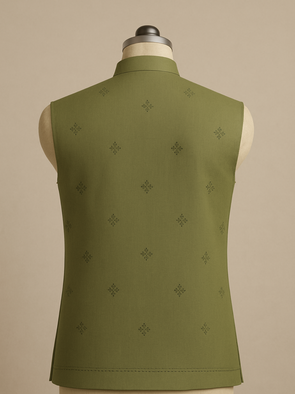 The Riwaayat – Unstitched Olive Green Nehru Jacket Fabric for Men 12116