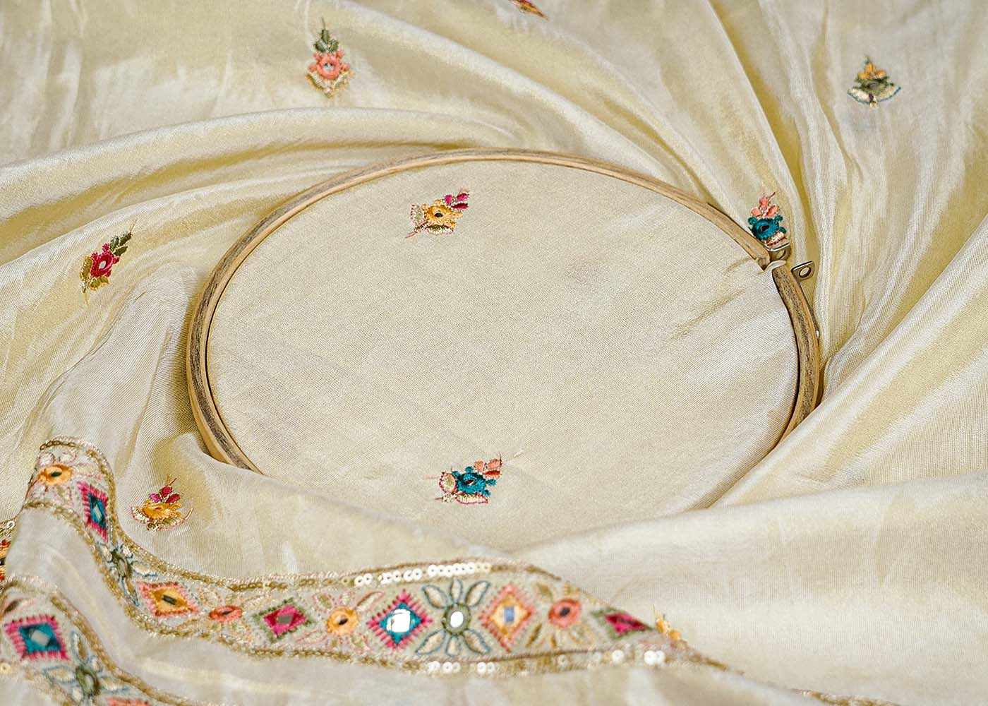 Embroidered Tissue Dupatta with Both-Side Border & Buti Work – Paras Gallery Fabrics