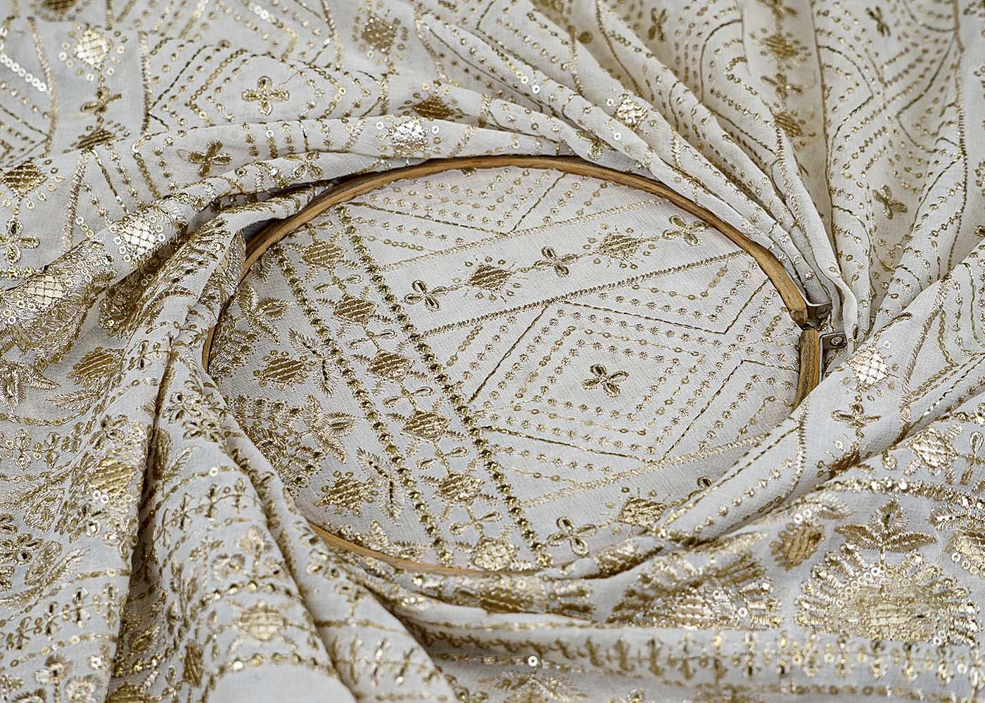 Embroidered Georgette with Thread, Sequins & Gotta Patti – Paras Gallery Fabrics