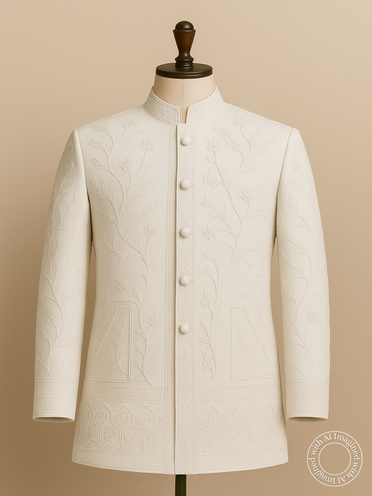 The Riwaayat – Unstitched White Jodhpuri Jacket Fabric for Men 12112