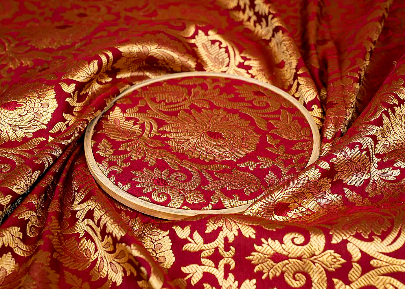 Maroon Beautiful Banarasi Brocade with Traditional Golden Handloom