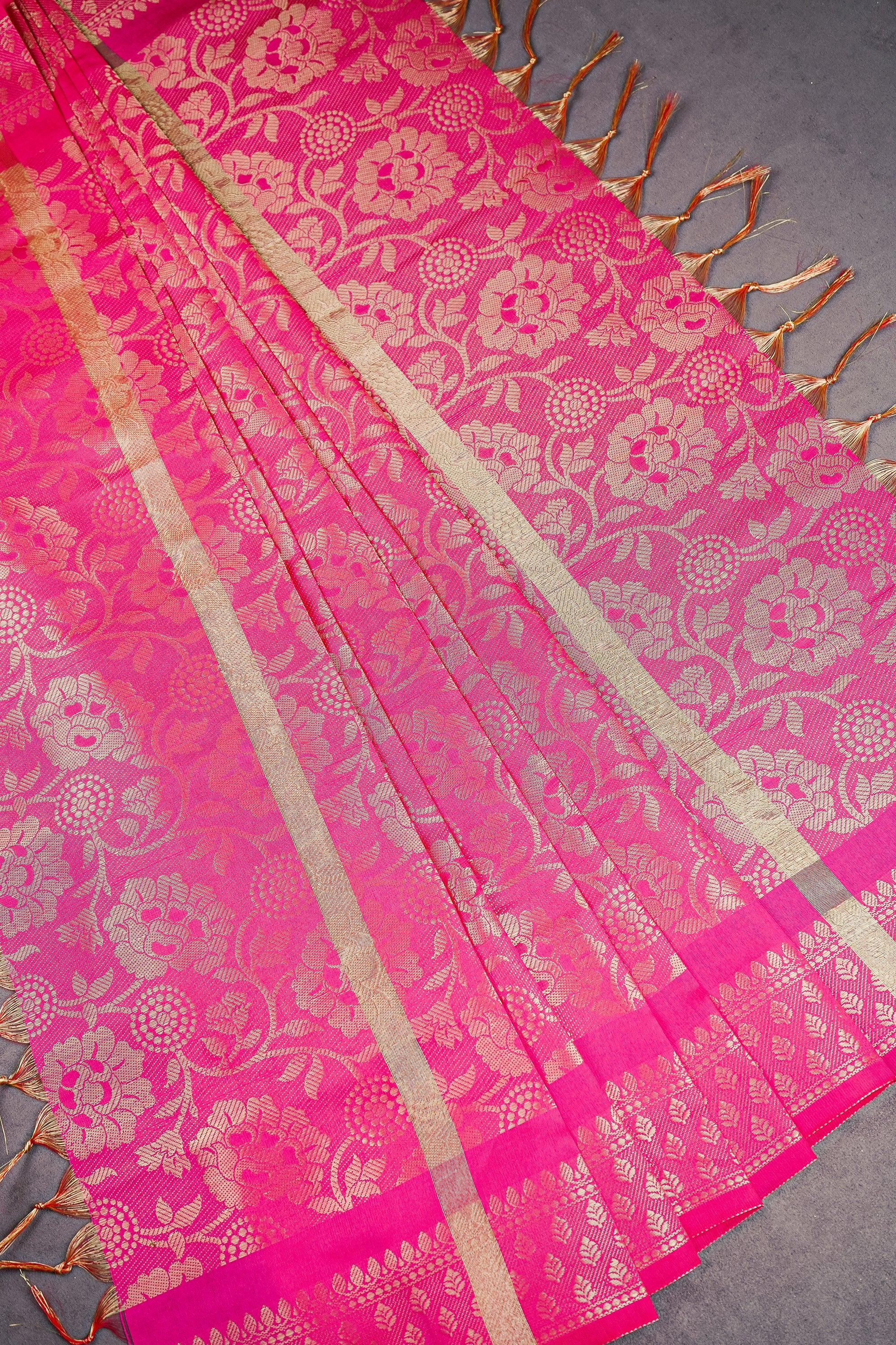 Pink Banarasi Brocade Dupatta With All Over Zari Handloom 12521