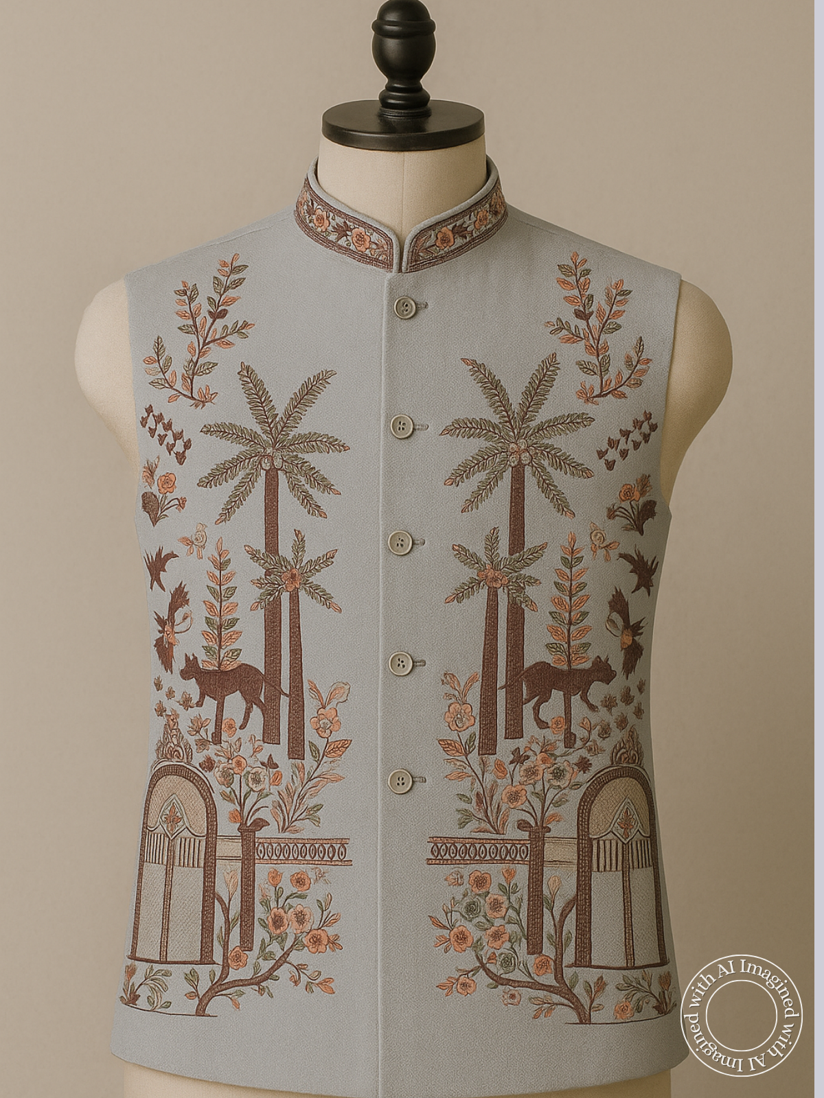 The Riwaayat – Unstitched Grey Nehru Jacket Fabric for Men 12529