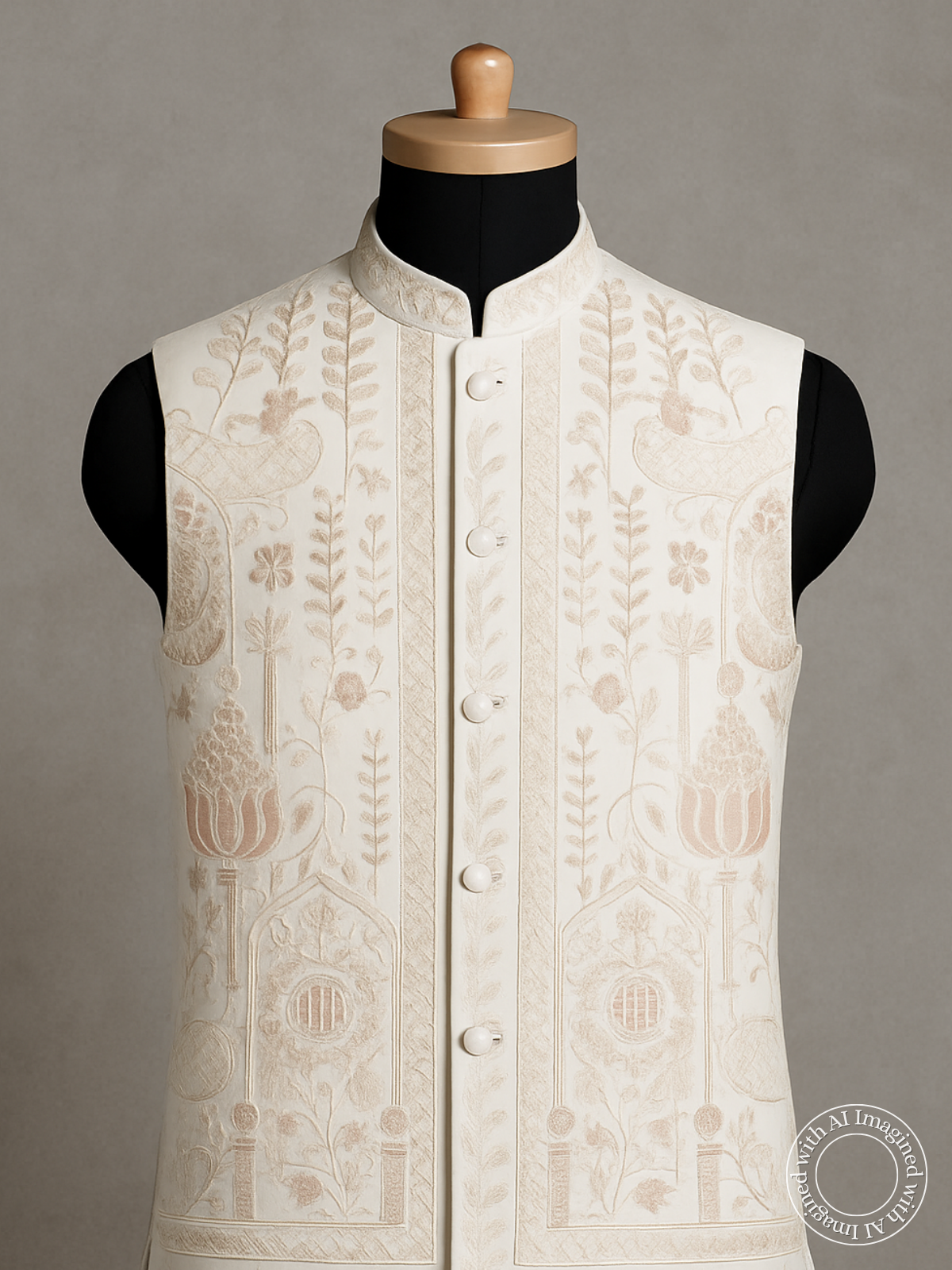 The Riwaayat – Unstitched Off White Nehru Jacket Fabric for Men 12535