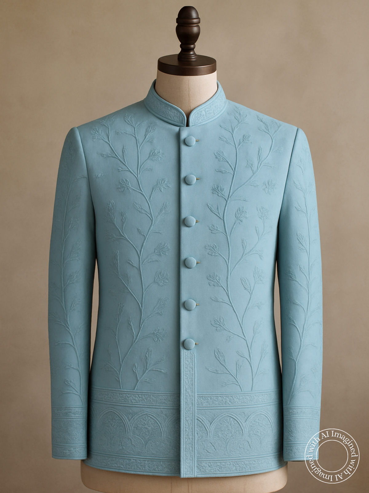 The Riwaayat – Unstitched Powder Blue Nehru Jacket Fabric for Men 12545