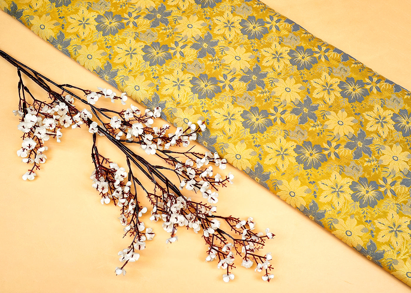 Mehendi Beautiful Banarasi brocade with Allover Colorful Thread Handloom 12678