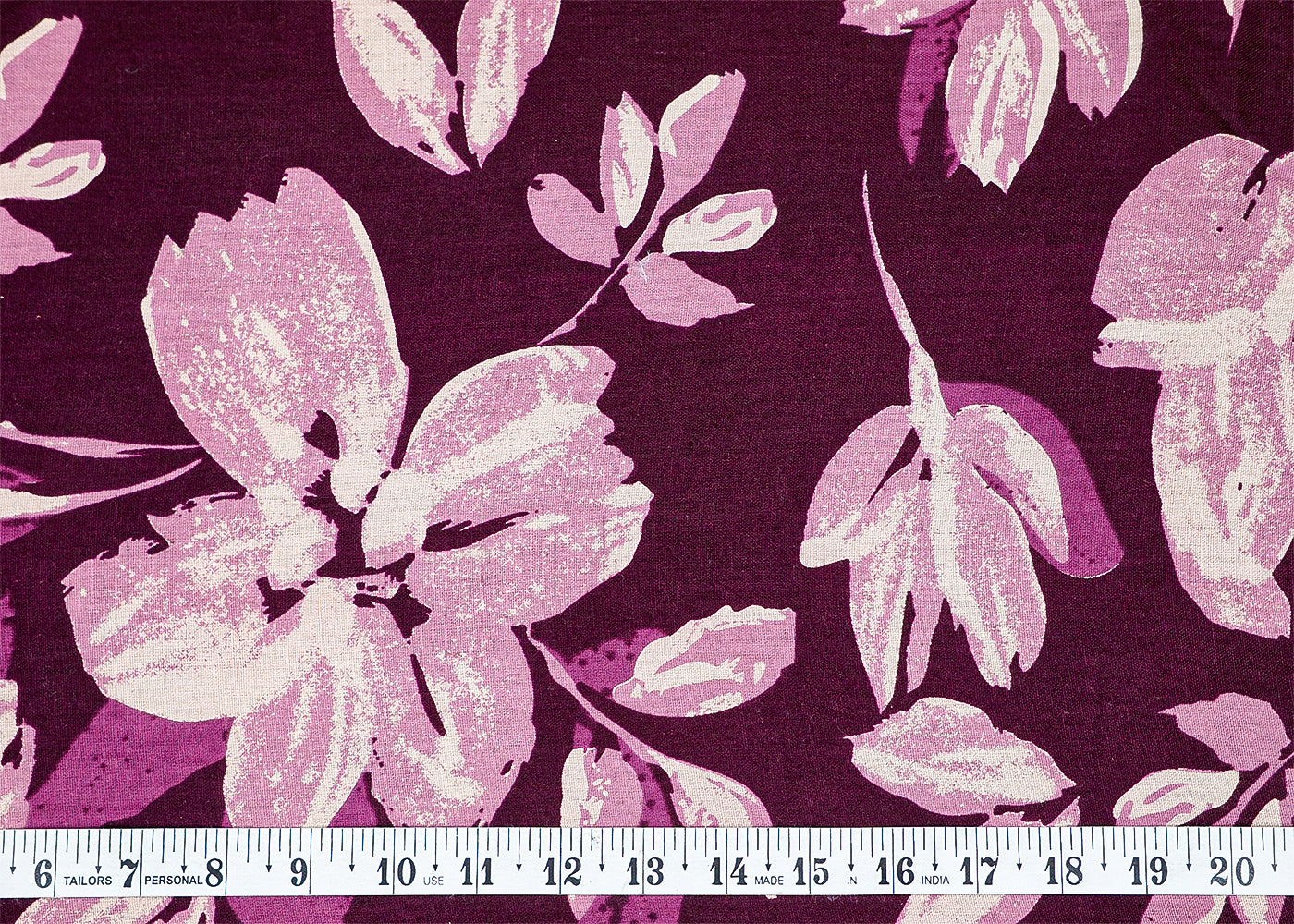 Wine Cotton Flex Fabric with Allover Batik Floral Print 12726