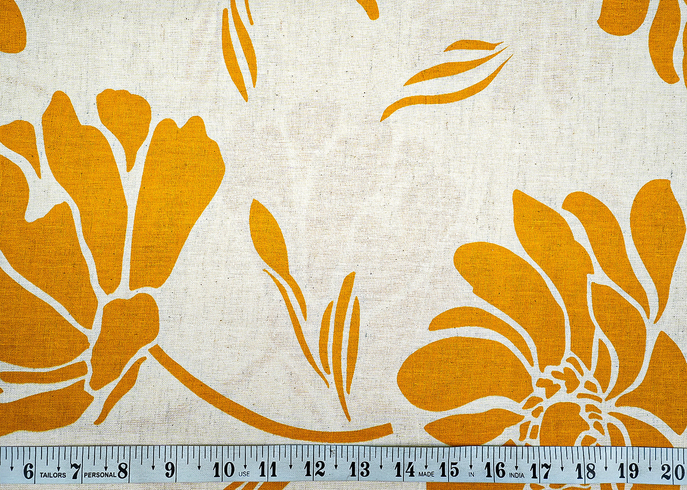 Yellow Cotton Flex Fabric with Allover Hand Block Floral Print 12728