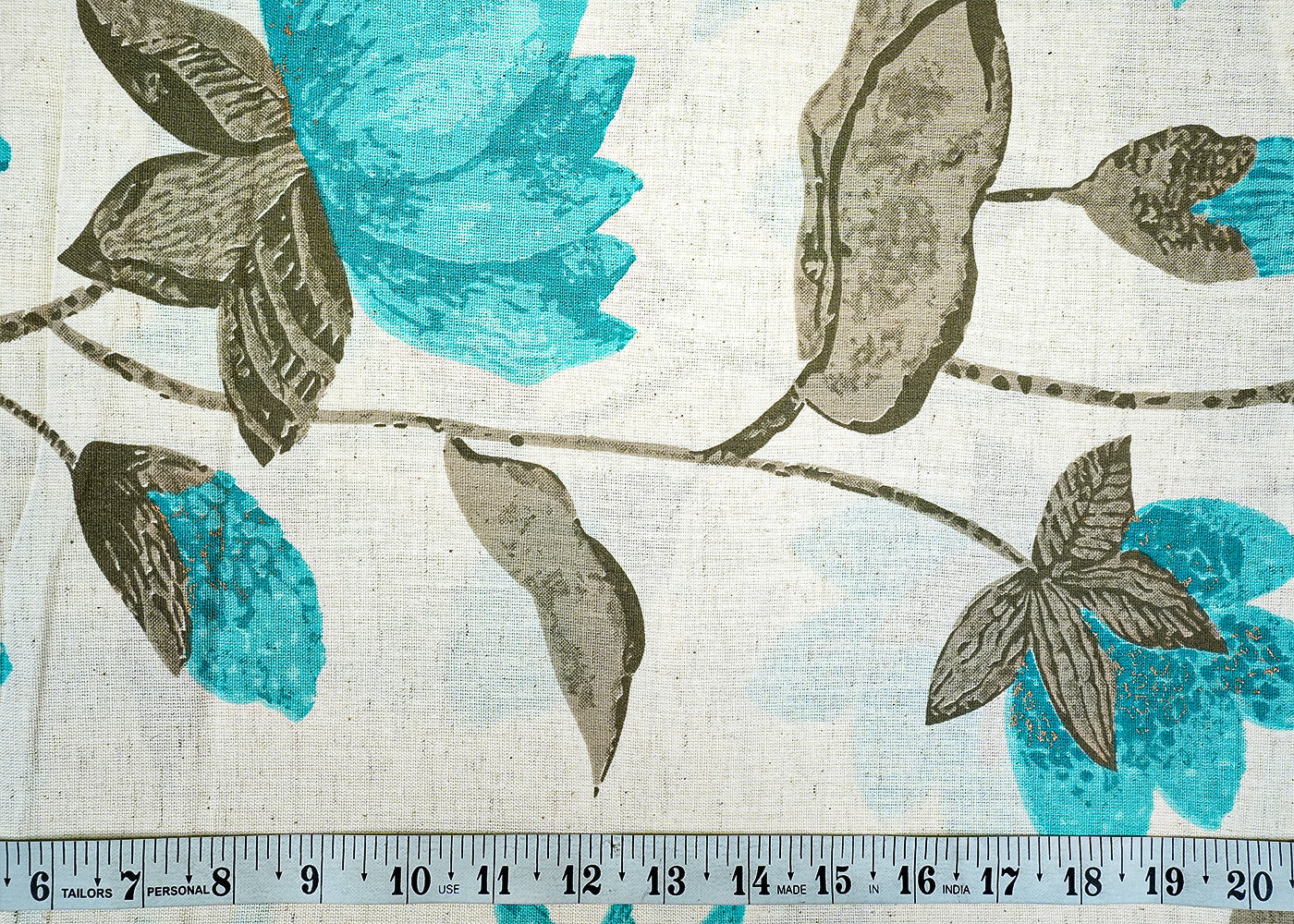 Sea Blue Cotton Flex Fabric with Allover Hand Block Floral Print 12733