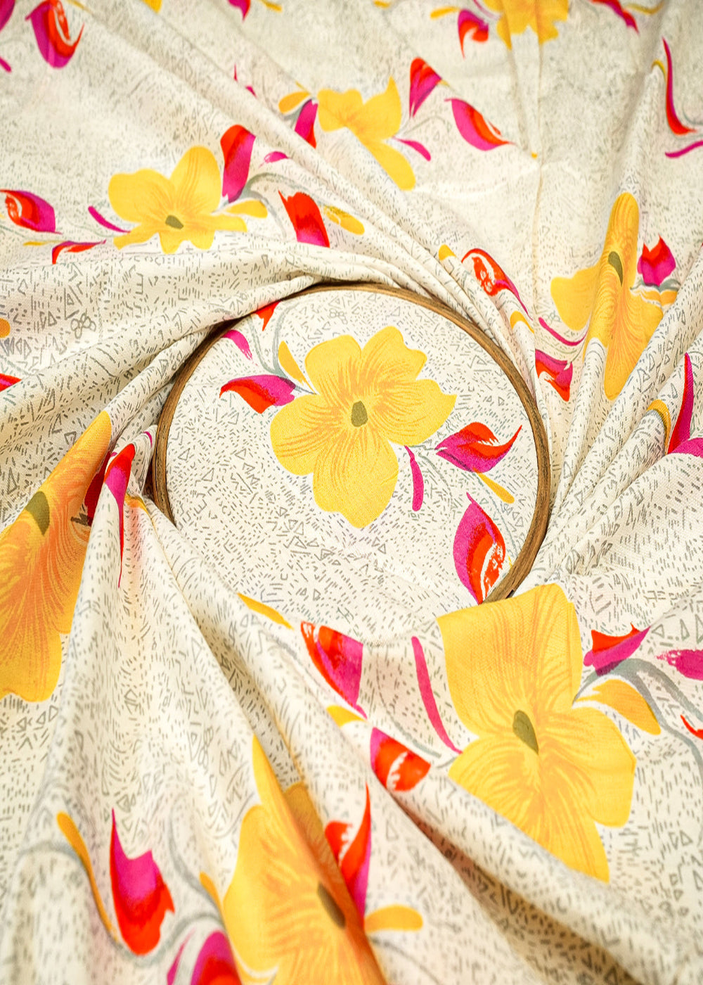 Yellow-Cotton-Flex-Fabric-With-Allover-Base-Print-And-Big-Flowers-12735-close-view