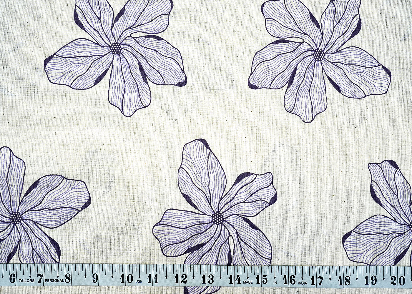 Purple Cotton Flex Fabric with Allover Hand Block Floral Print 12736