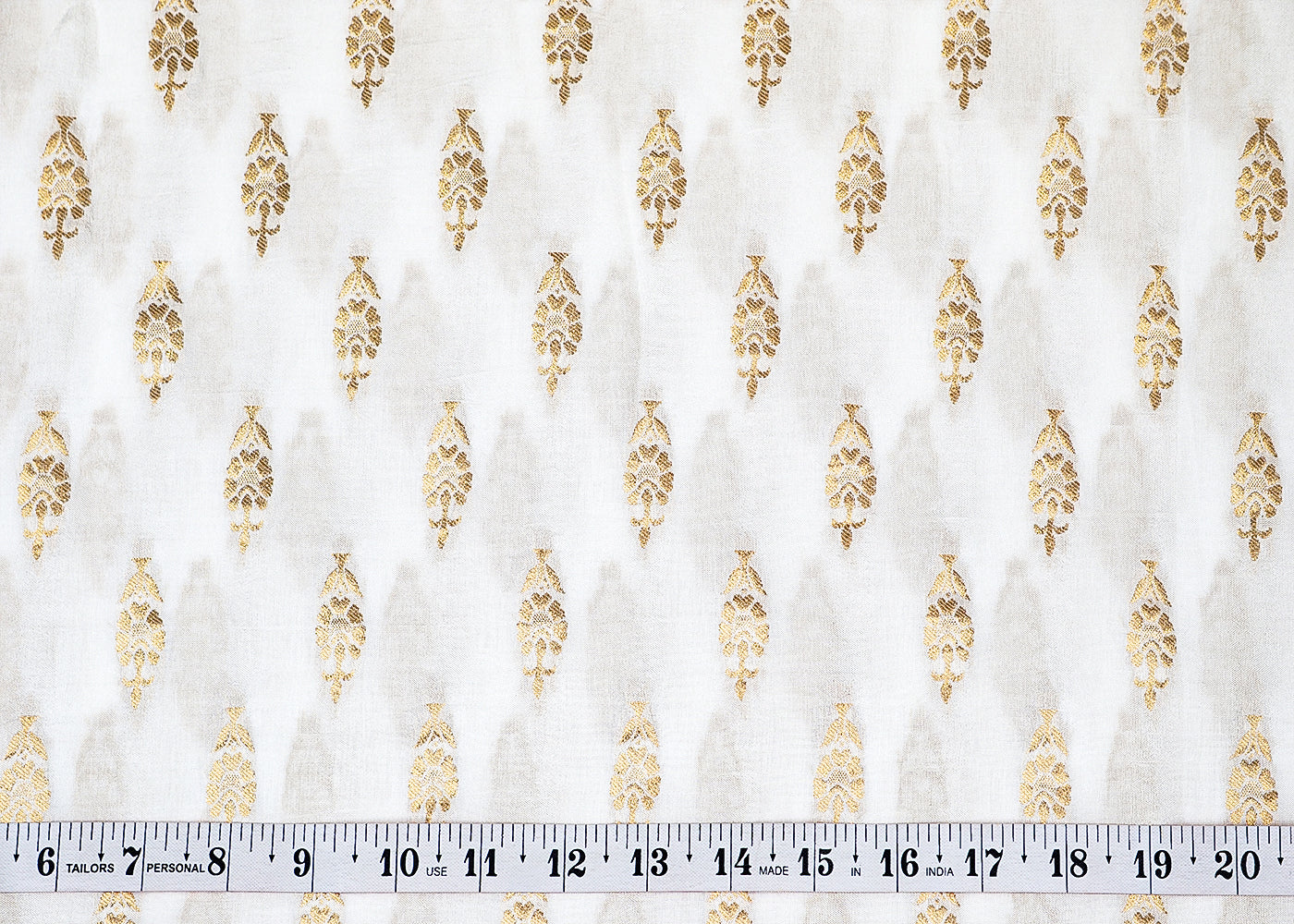 White Upada Silk Fabric with Allover Thread and Sequins Work 12833