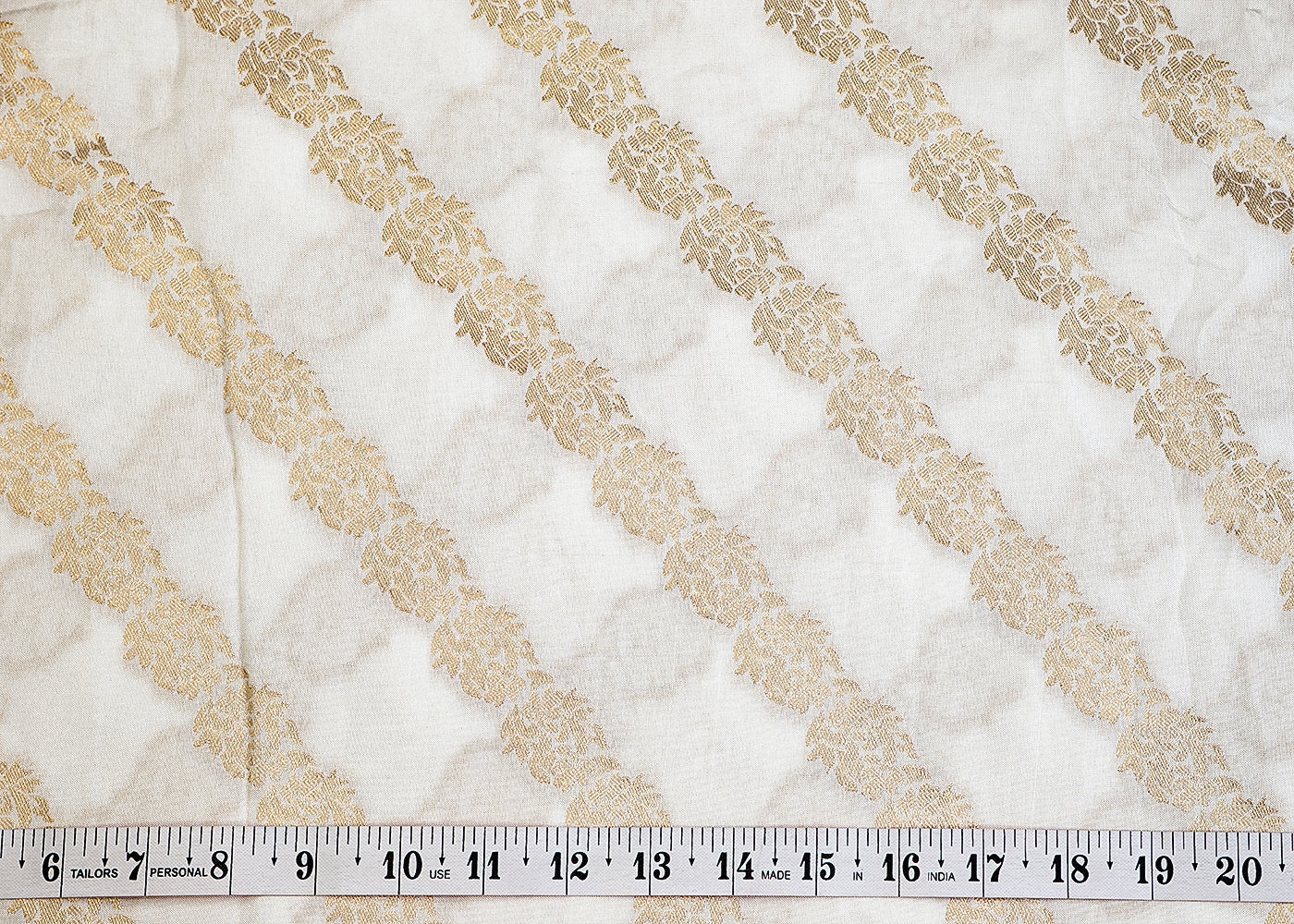 White Upada Silk Fabric with Allover Zari Buti 12834