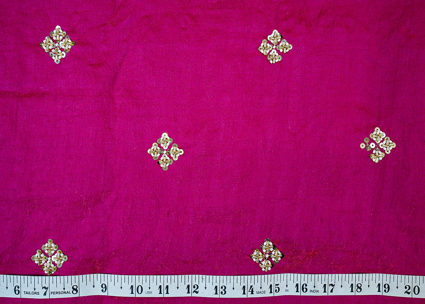 Magenta Diamond Silk Tissue Fabric with Allover Square Buti 12876