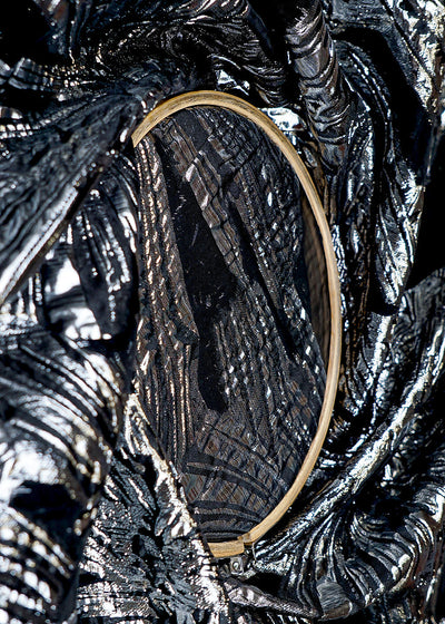 Silver Imported Organza Fabric with Allover Lurex Thread Weave 12900