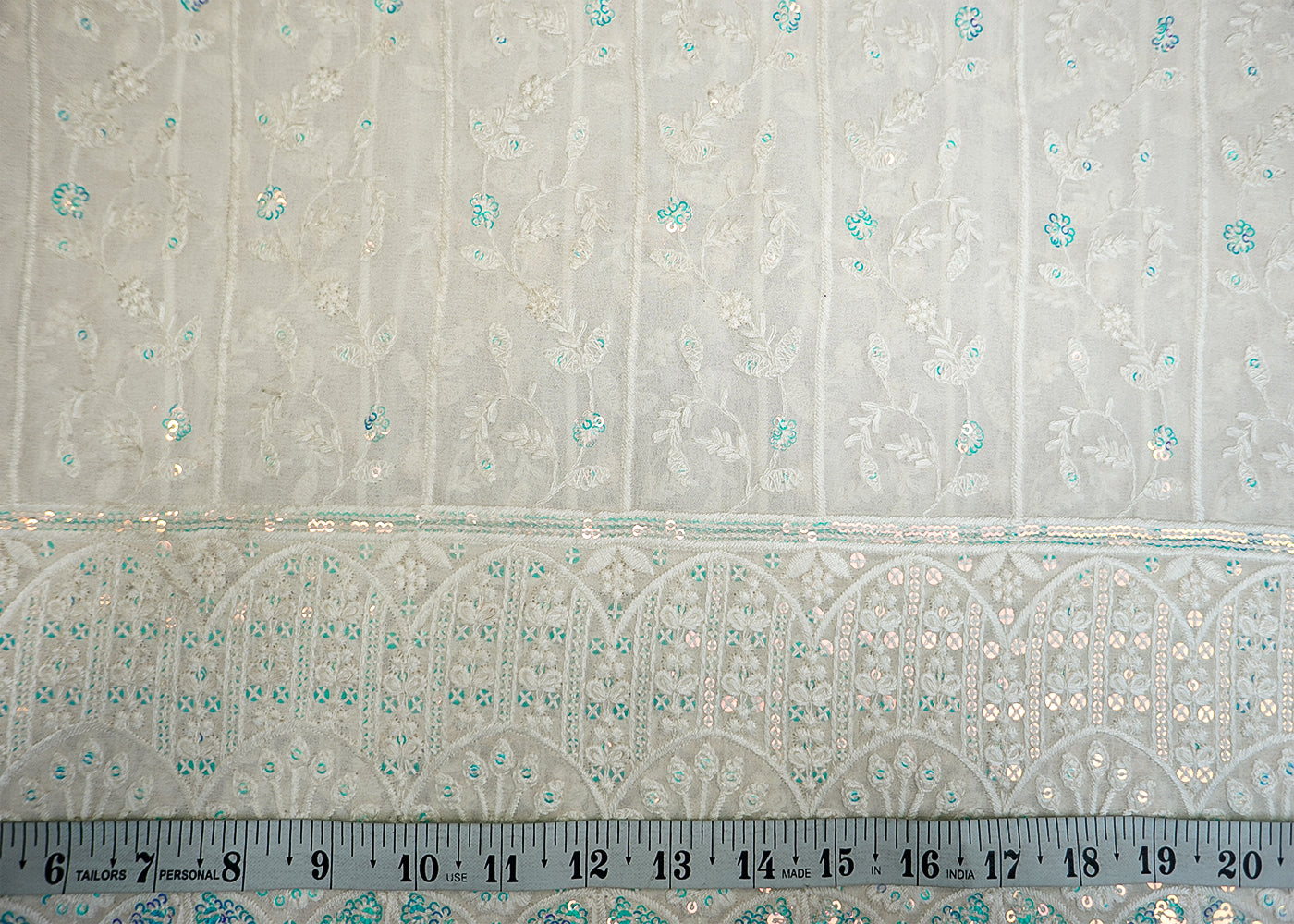 Georgette Fabric with Allover Thread and Sequins Work