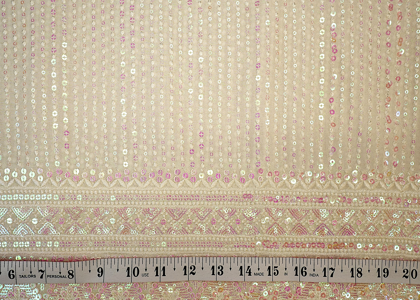 Georgette Fabric with Allover Thread and Sequins Work