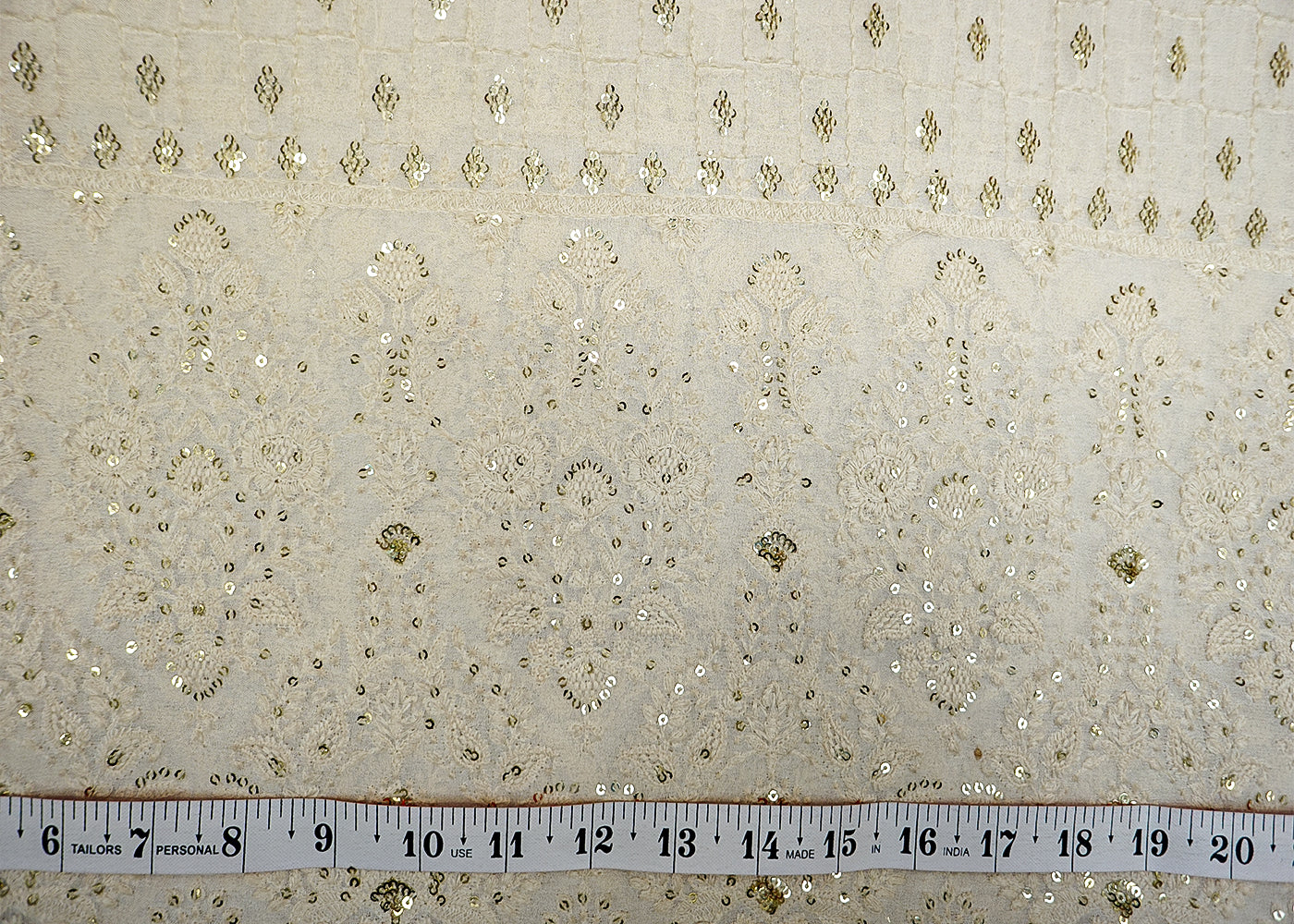 Georgette Fabric with Allover Thread and Sequins Work