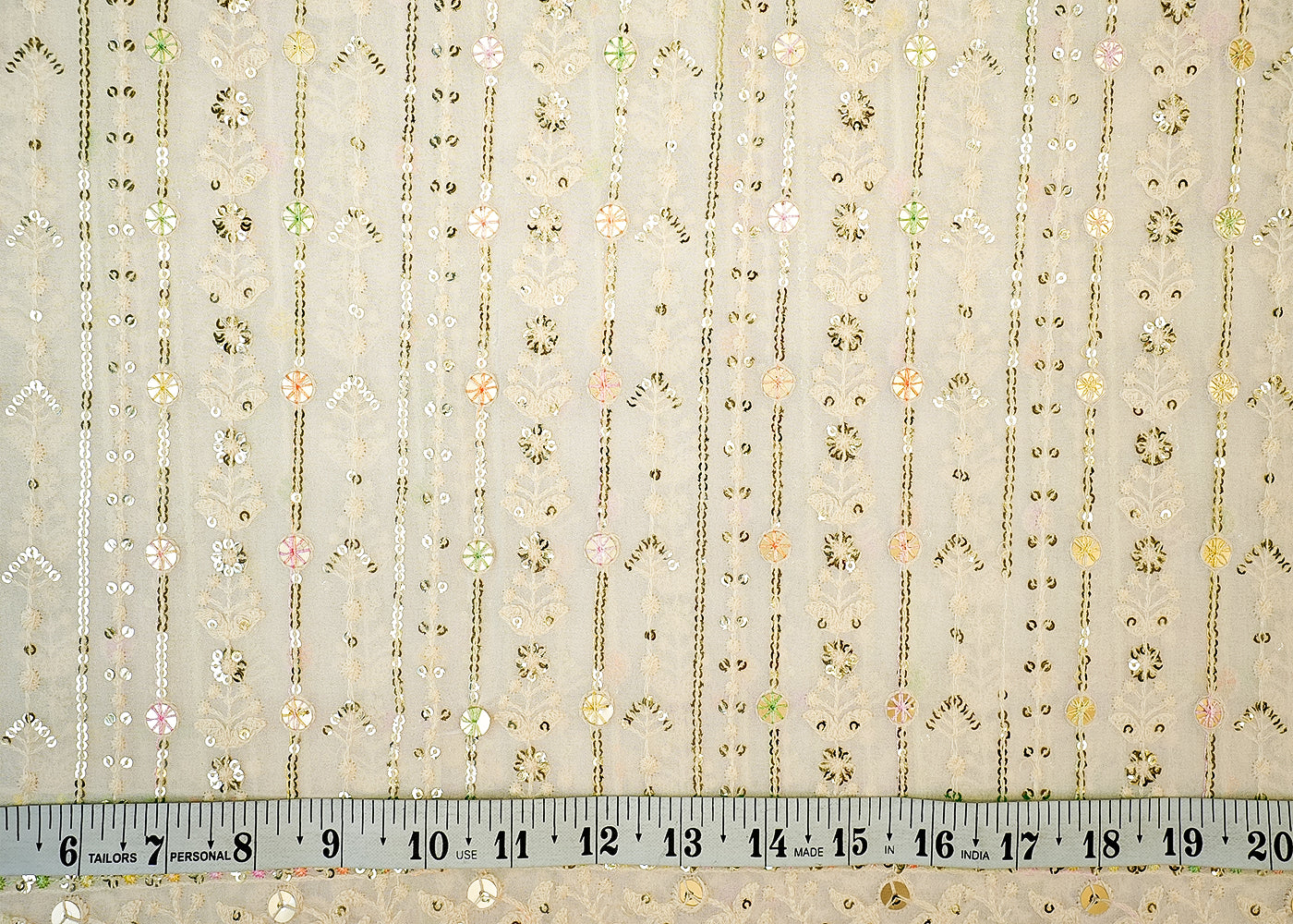 Georgette Fabric with Allover Thread and Sequins Work