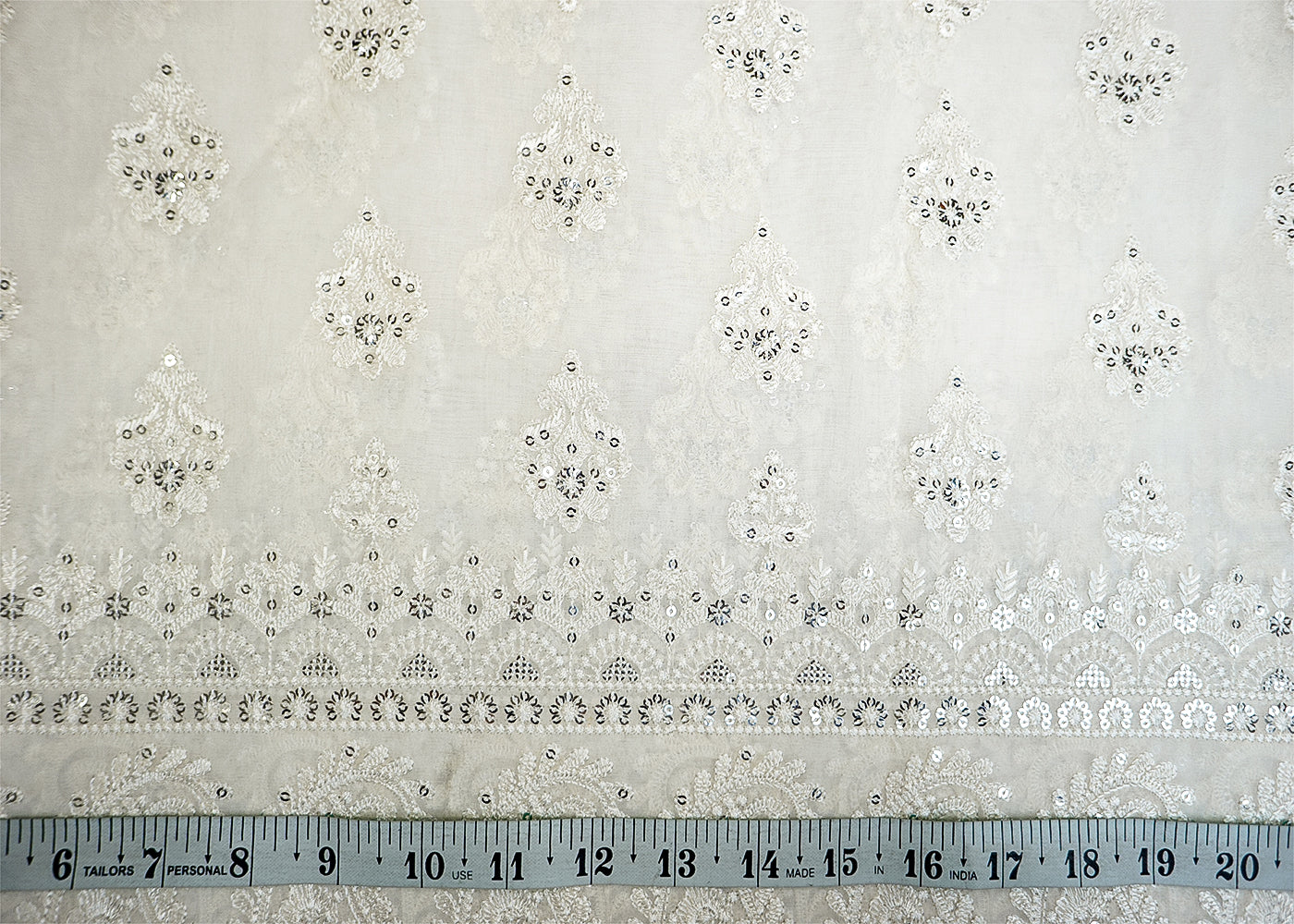 Georgette Fabric with Allover Thread and Sequins Work