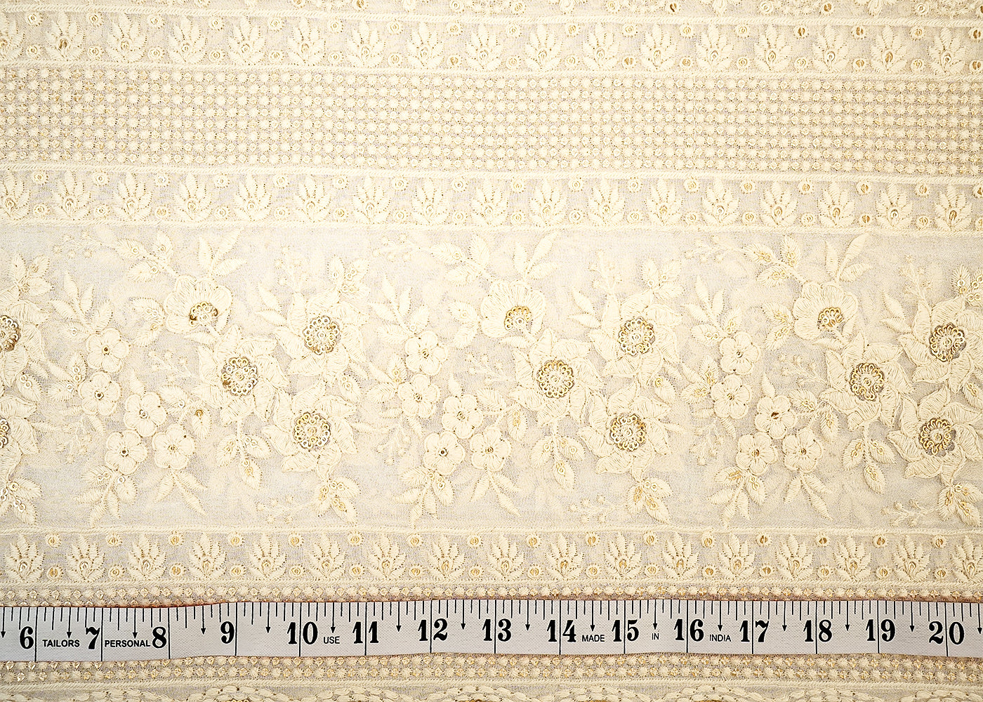 Georgette Fabric with Allover Thread and Sequins Work