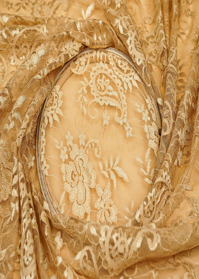 Sand Sandlin Lace Fabric with Allover Traditional Pattern 13207