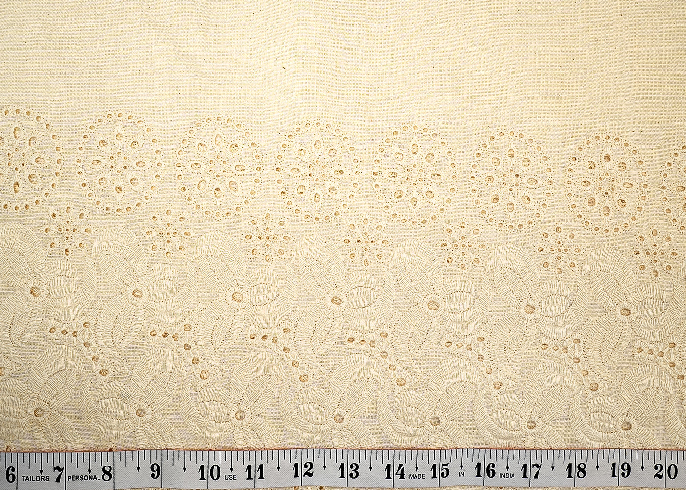 White Cotton Fabric with Buti of Thread and Dobby Border 13593