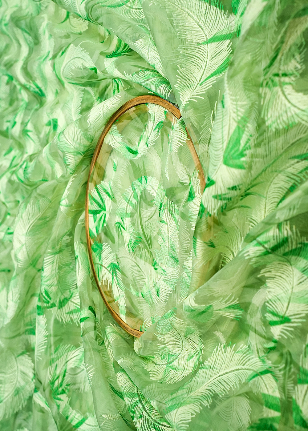 Light-Green-Organza-Fabric-with-Allover-Thread-Work-13605-close-view