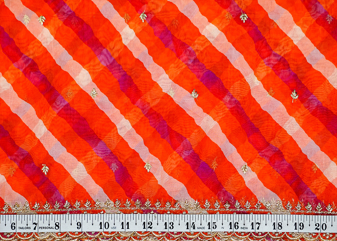 Multi-Color Organza Fabric with Allover Buti of Thread and Border 13625