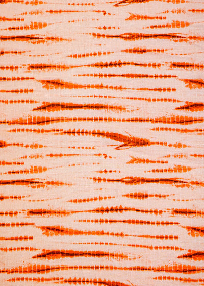 Dark Orange Printed Cotton Fabric with Tie and Dye Pattern 13755